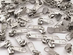 Jezdec bez aretace pro zip spirálový, nekonečný zip 3mm, stříbrný