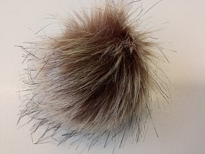 Pompon, hnedobéžový s čiernymi špičkami - 8 - 10 cm