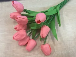 Tulipán, textilní dekorace, květina růžová 