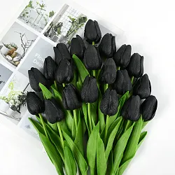 Tulipán, textilní dekorace, květina černá