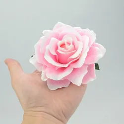 Ruža 9 cm, ružová s bielou, textilná dekorácia, kvet