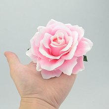 Ruža 9 cm, ružová s bielou, textilná dekorácia, kvet
