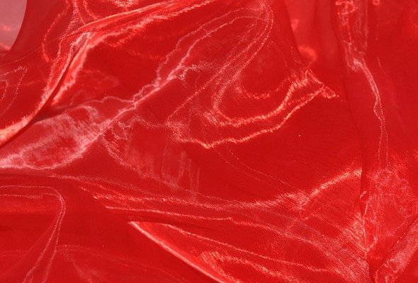 Organza, červená, látka, metráž šíře 150 cm