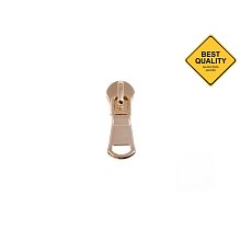 Jazdec bez uzamykania pre kovový zips, zlatý svetlý, priebežný zips 5 mm