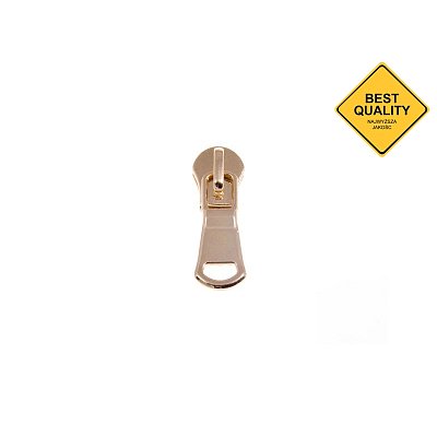Jazdec bez uzamykania pre kovový zips, zlatý svetlý, priebežný zips 5 mm