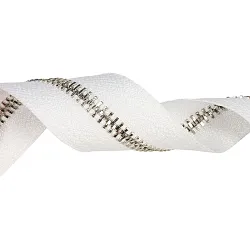 Strieborný kovový zips, nekonečný pásik 5 mm, biely, metráž