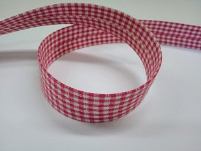 Popruh bavlněný 25mm, káro růžové jemné, galanterie, metráž