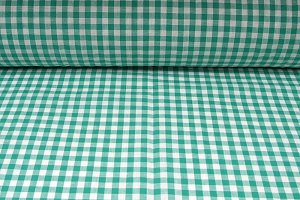 Plátno bavlněné, kanafas, zelená kostka 5 x 5mm, metráž