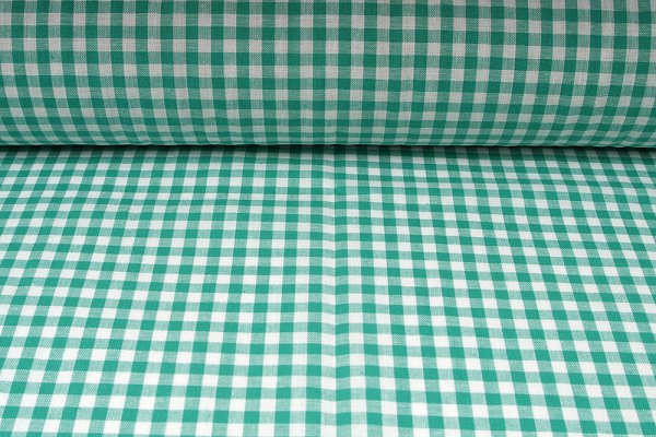 Plátno bavlněné, kanafas, zelená kostka 5 x 5mm, metráž
