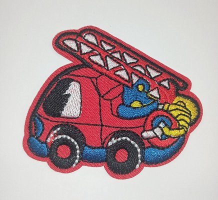 Nažehľovacia záplata, hasičské auto