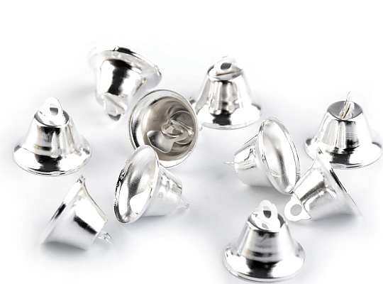 Zvonček 12x20 mm, kov, zvoniaci, strieborný