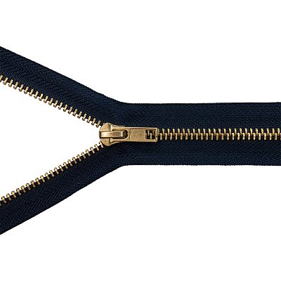 Kovový zips, nedeliteľný, 5 mm, dĺžka 18 cm, tmavomodrý