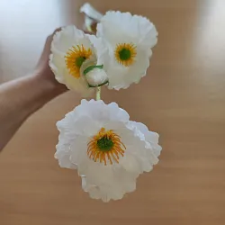 Maky, textilná dekorácia, kvet biely 60cm