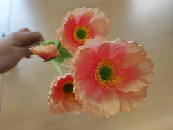 Maky, textilná dekorácia, kvet ružový - žíhaný 60cm