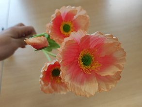 Maky, textilná dekorácia, kvet ružový - žíhaný 60cm