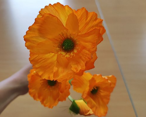 Maky, textilná dekorácia, kvetina oranžová 60cm