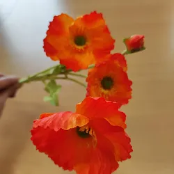 Maky, textilná dekorácia, kvet oranžový - žíhaný 60cm