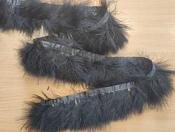 Prýmek z pštrosího peří - chmýří 8-10 cm, černý