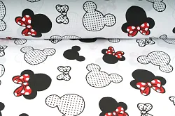 Bavlnené plátno, myška Minnie na bielom podklade, metráž, látka