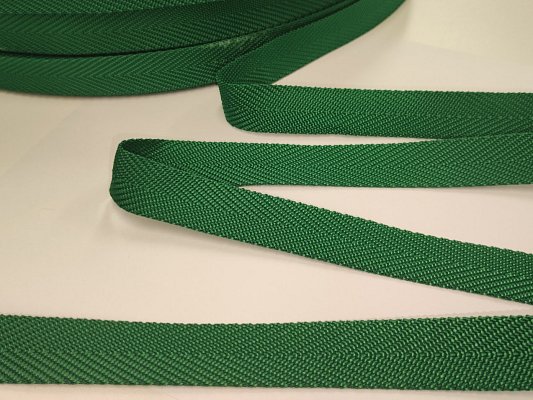 Popruh polypropylenový 20 mm, zelený - vzor rybí kost, galanterie, metráž