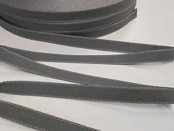 Polypropylénový pásik 20 mm, sivý - vzor rybia kosť + sivý okraj, galantéria, brokát