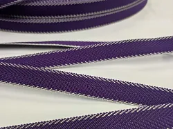 Polypropylénový pásik 20 mm, fialový - vzor rybia kosť + sivý okraj, galantéria, brokát