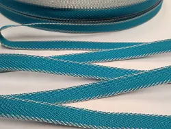 Polypropylénový pásik 20 mm, tyrkysový - vzor rybia kosť + sivý okraj, galantéria, brokát