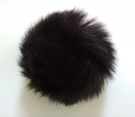 Bambuľka, kožušinová bambuľka čierna 8 cm