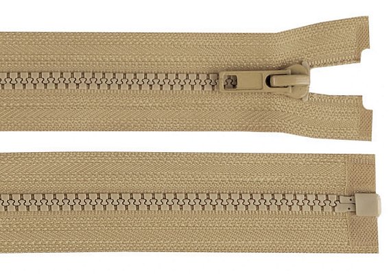 Zip kostěný, dělitelný, 5mm, 35cm délka, krémová