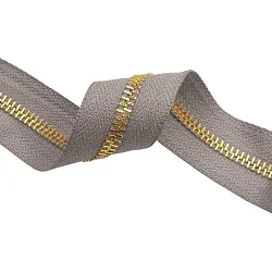 Zlatý kovový zips, nekonečný pásik 5 mm, sivý, metráž