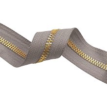 Zlatý kovový zips, nekonečný pásik 5 mm, sivý, metráž