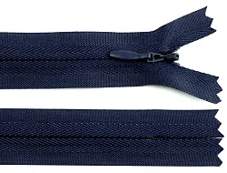 Zip, skrytý nedělitelný, 3mm, délka 25cm - tmavě modrý