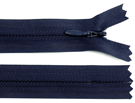 Zip, skrytý nedělitelný, 3mm, délka 25cm - tmavě modrý