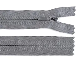 Zip, skrytý nedělitelný, 3mm, délka 25cm - šedý