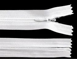 Zip, skrytý nedělitelný, 3mm, délka 25cm - bílý