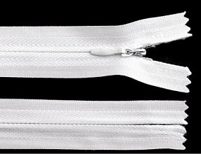 Zip, skrytý nedělitelný, 3mm, délka 25cm - bílý