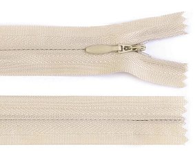 Zip, skrytý nedělitelný, 3mm, délka 25cm - krémový