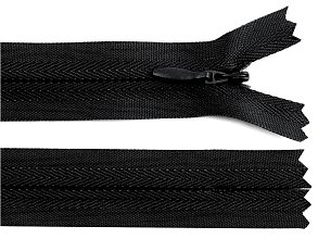 Zip, skrytý nedělitelný, 3mm, délka 35cm - černý