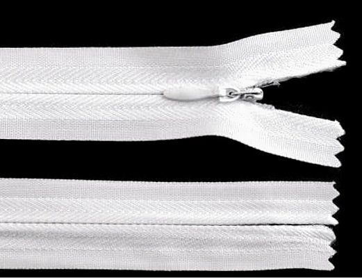 Zip, skrytý nedělitelný, 3mm, délka 35cm - bílý