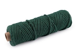 Šňůra macrame, bavlna, 3mm - tmavě zelená, metráž