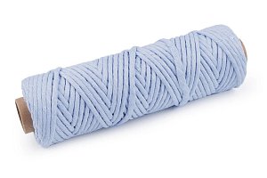 Šňůra macrame, bavlna, 3mm - světle modrá, metráž 