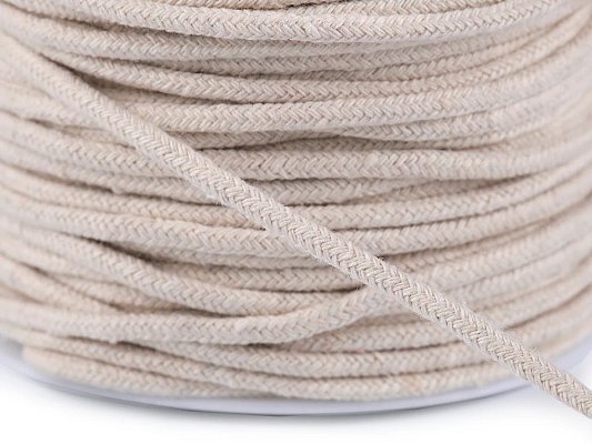 Šňůra macrame, 4mm - režná, metráž