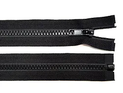 Kostený zips, deliteľný, 5 mm, dĺžka 80 cm, čierny