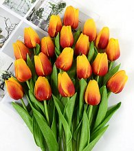 Tulipán, textilná dekorácia, kvetina oranžová žíhaná