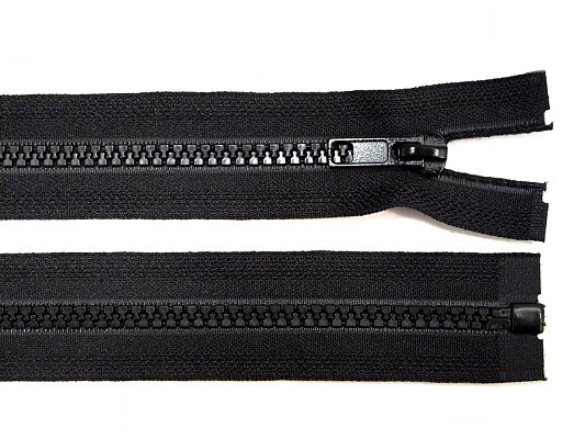 Zip kostěný, dělitelný, 5mm, 70 cm délka, černý