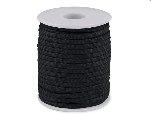 Oděvní šňůra - padáková 4mm, černá, galanterie, metráž