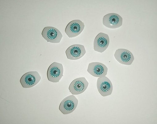Hračkárske oči, samolepiace 6x8 mm, modrá dúhovka, čierna bábika