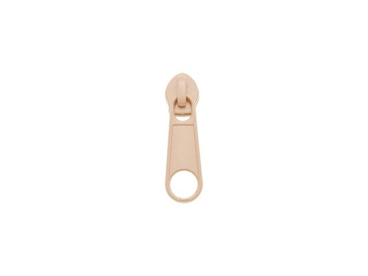 Jazdec bez zámku na špirálový zips, 3 mm priebežný zips, svetlo béžová farba