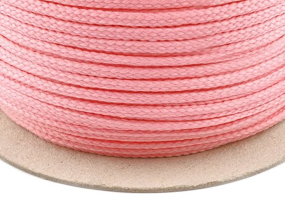 Šnúra na oblečenie, polyesterové lano 4 mm, svetlo ružová, metla