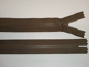 Kostený zips, NEoddeliteľný, 5 mm, dĺžka 55 cm, sivý